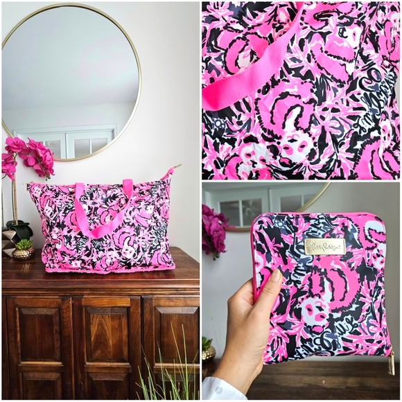 NWOT Lilly Pulitzer Printed Collapsible Getaway Packable Tote Beach Bag, Rare - Picture 3 of 16